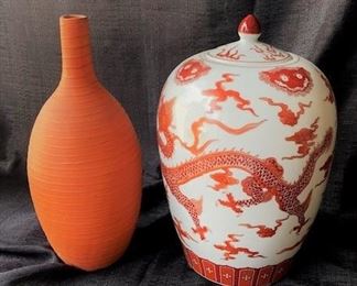 Orange Ginger Jar and Vase