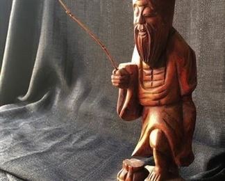 Wood Carved Chinese Fisherman