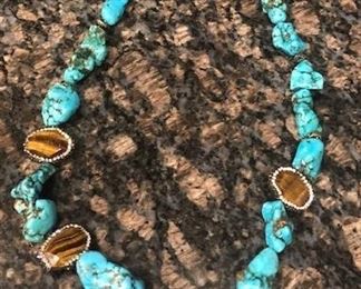 Stauer Turquois and Tigers Eye Necklace