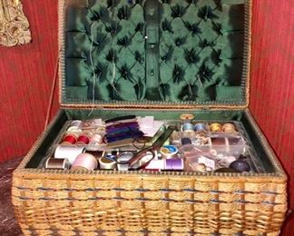 Sewing Basket with Contents
