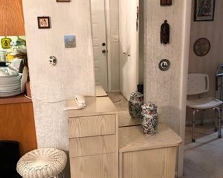 Small cabinetry and mirror 