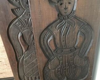 Antique wood cookie / butter molds about 2' long