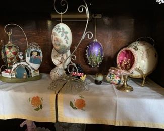 Antique decorated and hand-painted eggs. Unique!
