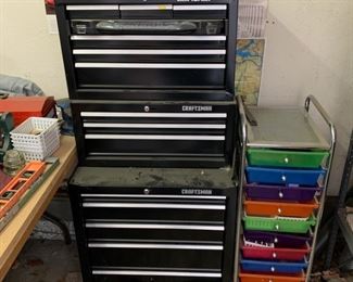 Craftsman stacking toolbox, fully loaded and organized.