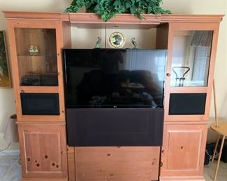 Unique entertainment cabinet. Televisions and sound system also for sale.