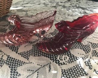 Fenton cat head glass slippers