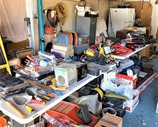 Garage Packed with so Many Useful Power/Hand Tools, Cords & Boogey Boards.
