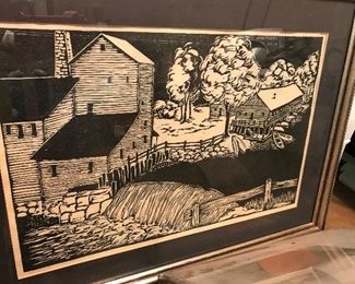 Large wood block print