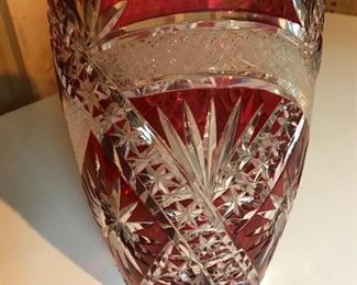 Large and Lovely Bohemian cut glass vase