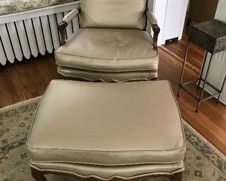 Really good leather Bergere chair with ottoman