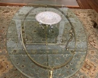 Glass and brass coffee table