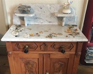 Beautiful Marble too Washstand is a part of the 3-piece Victorian Bedroom Suite.