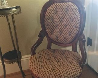 Dainty and boasting lovely period upholstery , there are several Victorian side chairs throughout the home.