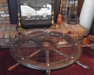 Fantastic nautical coffee table; also have matching chandelier with boat lights