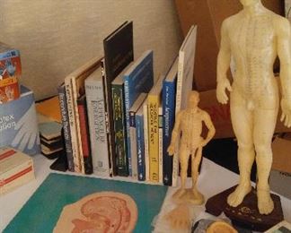 After Anesthesiology the doctor turned to Chinese  acupuncture  with a focus on the ear. Books and models  shown