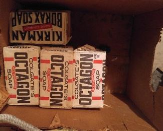 9 Colgate Octagon bar soaps;  2 Kirkman Borax. This is in the garage & will be sold W/be sold Saturday 