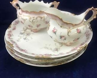 Antique Sugar, Creamer, and Haviland Limoges Plates