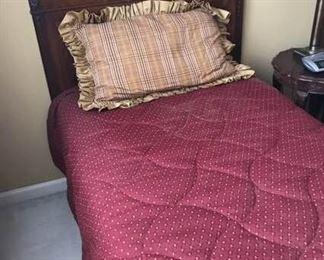 Antique Wood Headboard with Serta Mattress and Bedding II