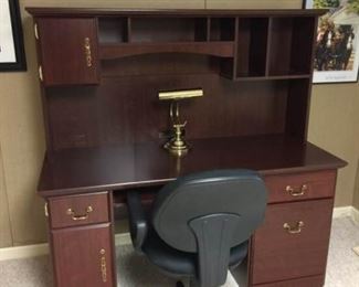 Desk, Chair, and Lamp