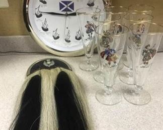 Irish Grouping Sporran, Clock, Glassware