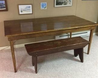 Large Pine Table with Bench