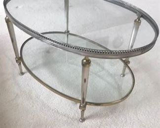 Metal and Glass Oval Table