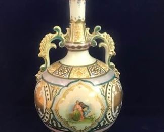 Tall Antique Vase with Eagle and Victorian Couple