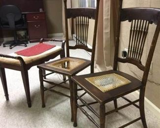 Two Antique Chairs and Vintage Bench