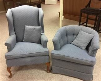 Two Light Blue Upholstered Chairs