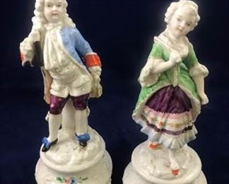 Victorian Woman and Man Figurines
