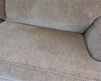 Light brown/tan Bassett sofa, nice and clean.