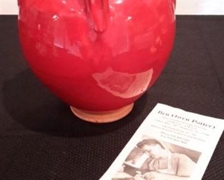 Beautiful Chinese Red vase by artist Ben Owen. Signed and dated 1998.