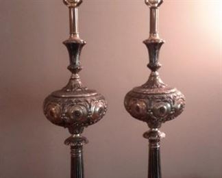 Two stunning, vintage, ornate brass lamps! Work great.