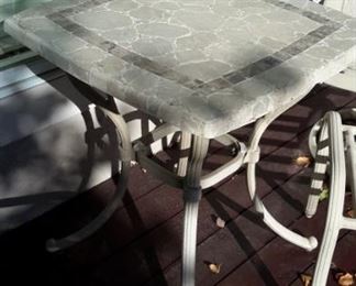 Stone tile patio table. Needs some work.