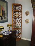 Wicker corner stand. Italian vase. CapoDimonte Flower vase.