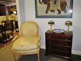 Horse hair arm chair. Baker 4 drawer dresser.