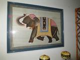 Beautiful & Large Elephant painting on textile.