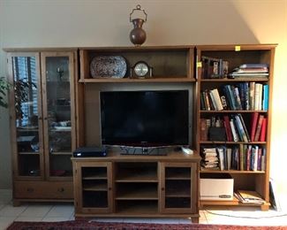 IKEA entertainment center. One of the nicer Ikea furniture pieces. 123"W X 76" H X 13"D. Four pieces sold together only.
