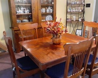 Table and 6 spindle-back chairs