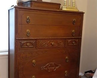 Antique chest with glove box