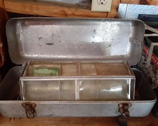 Antique tackle box with rolling insert