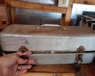Another view of antique tackle box