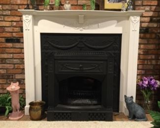 Heat-a-lator with oak fireplace mantel
