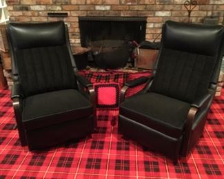 Vintage black LaZBoy recliners that also swivel and rock