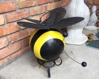 Bowling ball bumble bee yard ornament