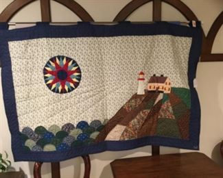 Quilted wall art with lighthouse