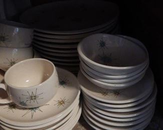 Mid Century American pottery dish ware. Full set!