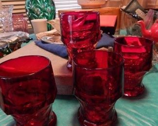 Ruby red tumblers x 4