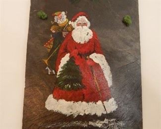Old St. Nick... hand painted on slate.