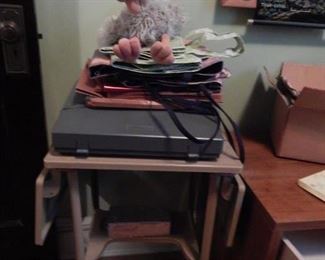 Typewriter and stand table.